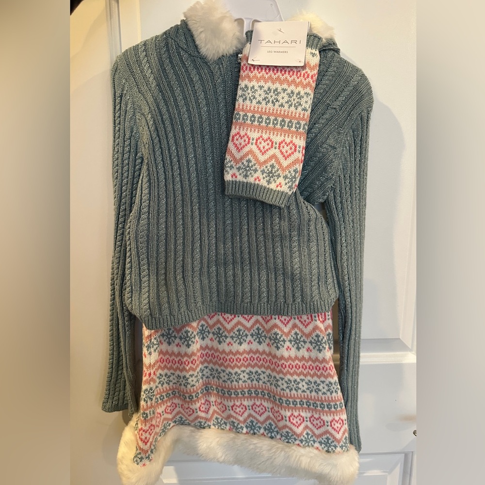 3 piece skirt, sweater and leg warmers